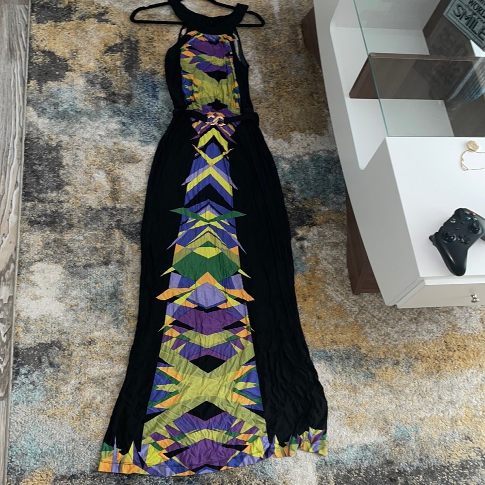 BCBG MAXAZRIA Black multi colored maxi dress. Size S
